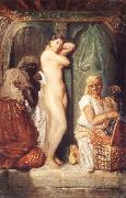Theodore Chasseriau Young woman coming out of the bath oil painting